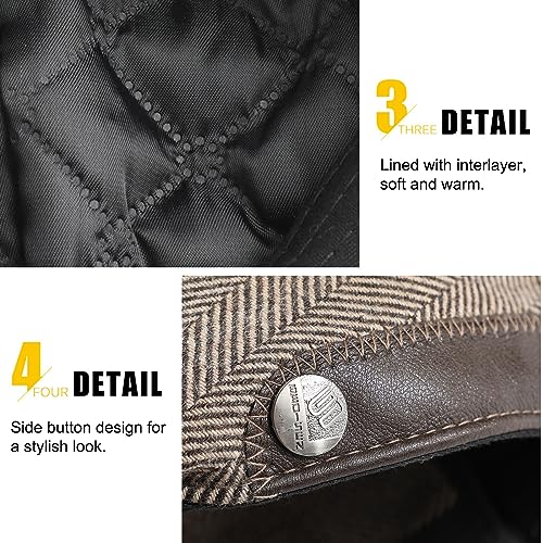 Sumolux Mens Newsboy Hat Flat Cap Gatsby Lvy Irish Hats Driving Cabbie - color: A Coffee
