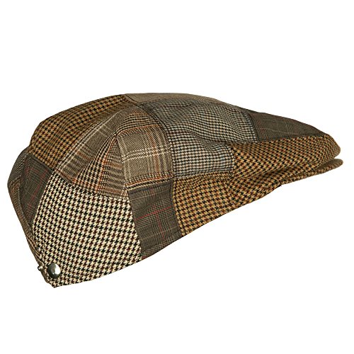 Men's Plaid Patchwork Ivy Cap - color: Brown