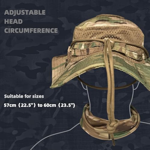 Camo Boonie Sun Hat with Face Mask UV Protection Fishing Hat Bucket Hat for Hunting Hiking Military Tactical Safari - color: Camo Cp All
