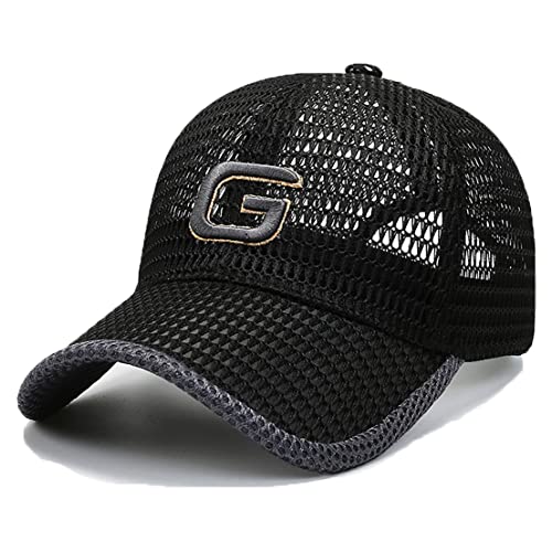 FASHIXD Baseball Cap for Men Summer Mesh Trucker Hats Breathable Running Hat Outdoor Sports Quick Dry Hat - color: Black