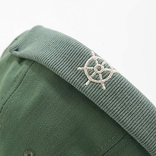 Rudder Embroidery Pattern Sailor Cap Rolled Cuff Retro Brimless Hat - color: A-black+beige+green