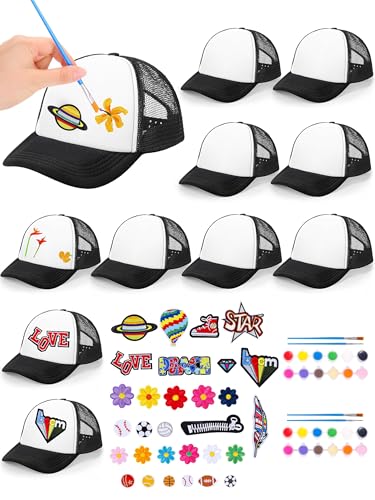 Aneco DIY Blank Trucker Hats Kit Adjustable Baseball Caps - color: Black