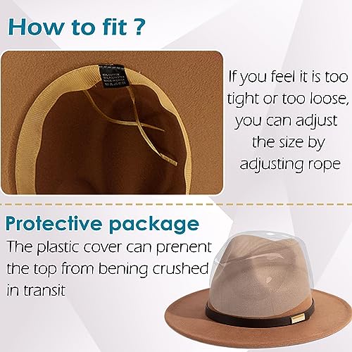 Fedora Hats for Men Wide Brim Panama Hat with Classic Belt - color: Khaki