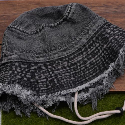 Cotton Denim Distressed Bucket Hat, Sun Hat, Hat for Men and Women - color: Blu28