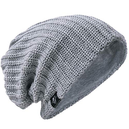 VECRY Mens Slouchy Beanie Knit Skull Cap Long Baggy Hip-hop Winter Summer Hat B305 - color: Ribbed-pale, size: Large