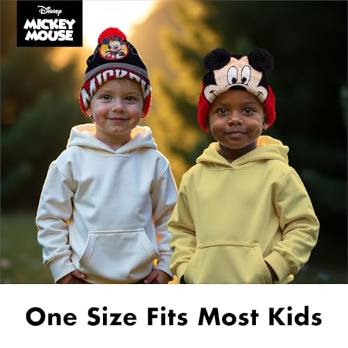 Disney Boys' Winter Hat - 2 Pack Lightning McQueen Pom Pom Beanie or Mickey Mouse Hat (4-7) - color: Mickey Mouse