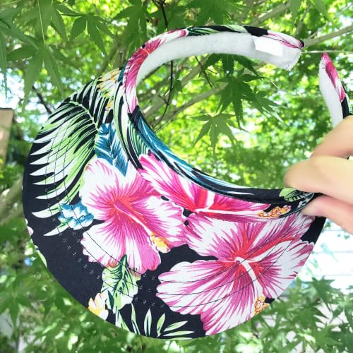 2 Pack Visor Women Men Sun Hat Clip On Visors Adjustable Sport Wide Brim Cap - color: Flowe-white, Navy