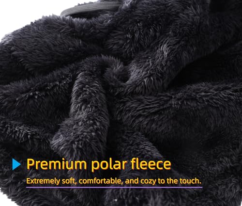 Connectyle Balaclava Hood Winter Hat for Men & Women Windproof One-Piece Fleece Hooded Scarf Ski Mask Cold Weather Hat - color: Black