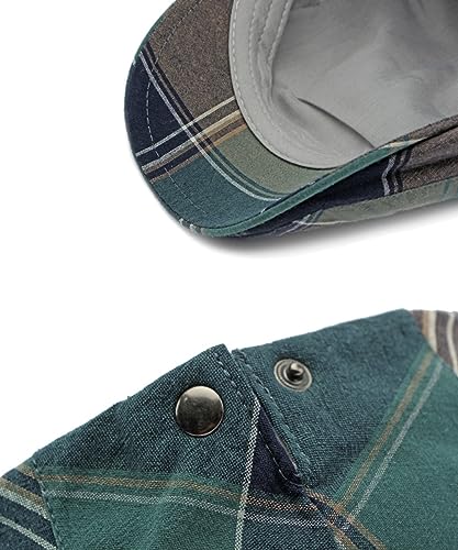 2 Pack Mens Newsboy Flat Cap Plaid Ivy Gatsby Cabbie Driving Golf Hat Beret - color: 2 Pcs Set F