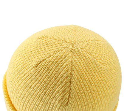 Connectyle Classic Double Layer Knit Beanie Hat Warm Thick Acrylic Winter Hats Daily Cuffed Beanies Watch Hat for Men Women - color: Light Yellow