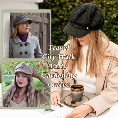 Comhats Women's Wool Winter Warm Newsboy Hats, Fashion Pageboy Beret Cap - color: 99952_camel(satin Lined)v, size: Medium