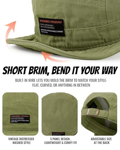 Croogo Short Brim Baseball Cap 5 Panel Flat Brim Hat for Men Street Style - color: Dy09-green