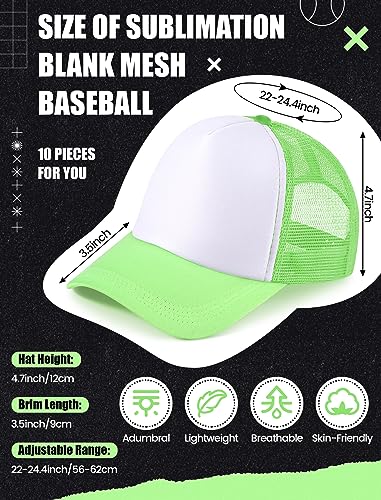 Tarpop 10 Pcs Sublimation Blank Trucker Hats Bulk - color: Light Green White