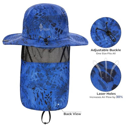 KastKing Sol Armis UPF 50 Boonie Hat for Sun Protection,Men Women - color: Deep Blue (With Shield)
