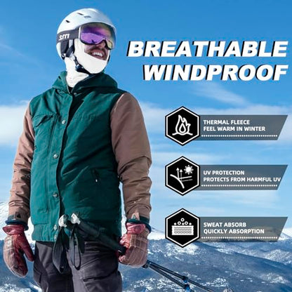 ROCKBROS Windproof Thermal Balaclava Ski Mask for Men and Women Cycling - color: White