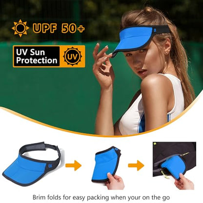 GADIEMKENSD Foldable Sun Visor Hat UPF 50+ Lightweight Adjustable - color: Blue Dark Gray