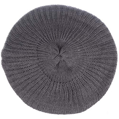 an Fall Winter Knit Beanie Beret Hat for Women Soft Knit Lining Many Styles - color: Midgrey
