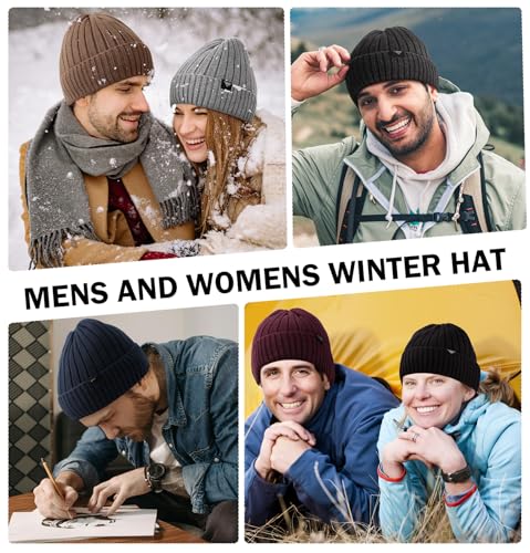Wmcaps Winter Knitted Beanie for Men Women, Fleece Lined Warm Hat - color: Navy Blue
