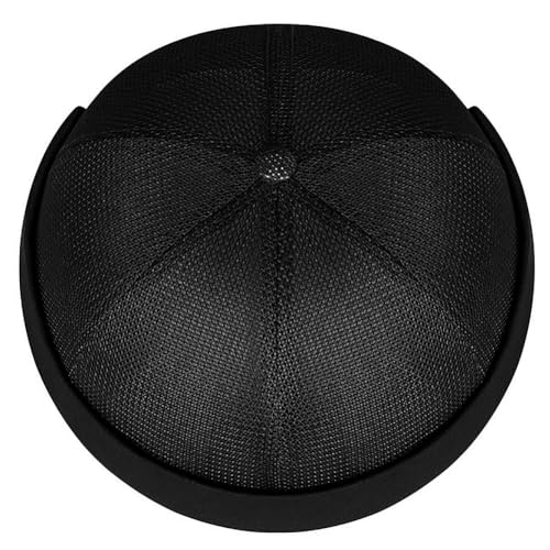 Mens Mesh Brimless Cap with No Brim, Summer Docker Cap Beanie Hat Flip Sailor Skullcap Breathable - color: Black 2