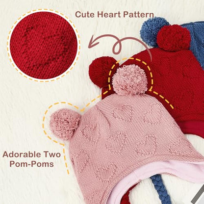 Durio Baby Winter Hat with Cute Pom Pom Earflap Warm Fleece Lining Baby Beanie for 6-24 Months Infant Toddler Boys and Girls - color: Black, size: 12-24 Months