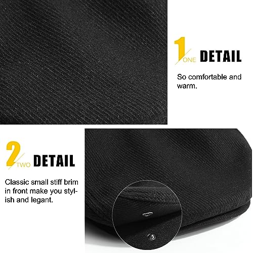 Sumolux Mens Newsboy Hat Flat Cap Gatsby Lvy Irish Hats Driving Cabbie - color: C Black