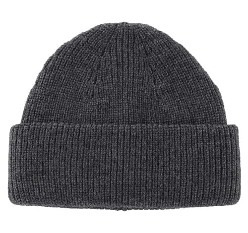 Connectyle Short Fisherman Beanie for Men Women Warm Winter Hats Knit Cuffed Beanies Skull Cap Acrylic Watch Hat - color: Dark Grey