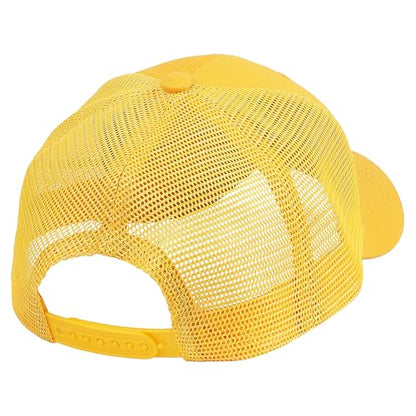 Falari Trucker Hat Baseball Cap Structured Plain Design 6 Panel, Adjustable Size - color: 1pk Yellow