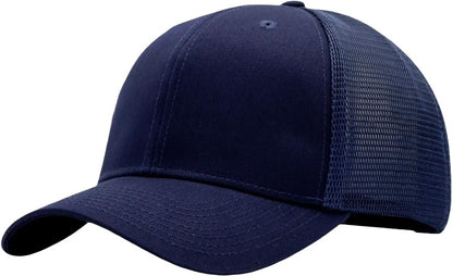 Mens Mesh Snapback Trucker Hat Baseball Cap, Fits OSFM&XXL Head - color: Curved Navy, size: X-Large-XX-Large