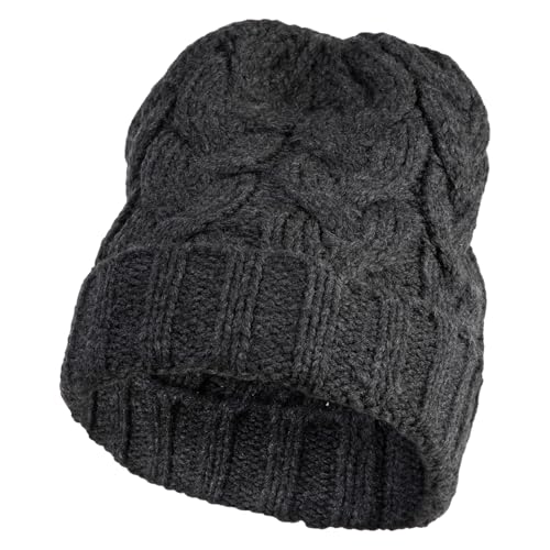 e4Hats.com Chunky Cable Knit Cuff Long Beanie - color: Charcoal