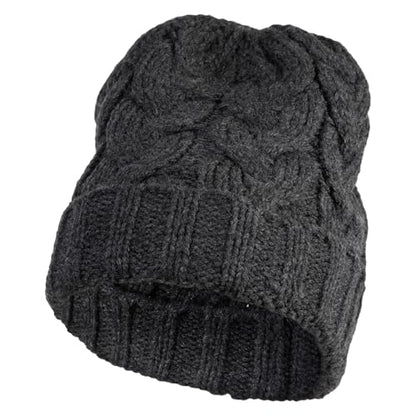 e4Hats.com Chunky Cable Knit Cuff Long Beanie - color: Charcoal