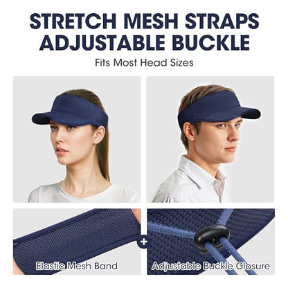 Sweat-Wicking Sports Sun Visor Women Men Adjustable for Tennis Golf Running - color: Sapphire Blue