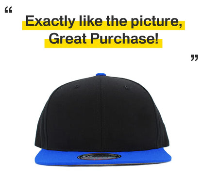 KBETHOS Classic Snapback Hat Blank Cap Underbrim Cotton Wool Blend Flat Visor Adjustable Unisex - color: Black Royal