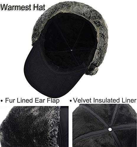 Winter 3 in 1 Thermal Fur Lined Trapper Hat with Ear Flap Full Face Warmer Cover Windproof Cycling Motorcycle Headwear - color: Grey