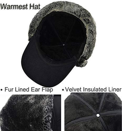Winter 3 in 1 Thermal Fur Lined Trapper Hat with Ear Flap Full Face Warmer Cover Windproof Cycling Motorcycle Headwear - color: Grey