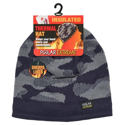 Polar Extreme Men's Sherpa-Lined Knit Winter Hat – Warm, Gift for Dad, Cold Weather - color: Navy Camo