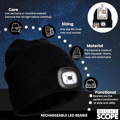 Classic Rechargeable LED Warm Knit Beanie Head Light Hat Headlamp for Outdoor Activities - color: Black