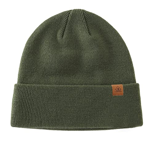 Home Prefer Mens Winter Hats Acrylic Knit Cuff Beanie Cap Warm Womens Beanie Hat - color: Army Green