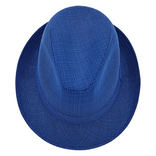 Men's 20s Trilby Fedora Short Brim Panama Hat Unisex Casual Jazz Cap - color: Navy Blue, size: Large-X-Large