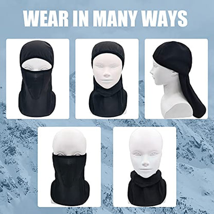 Breathable Kids Balaclava Ski Mask (2 Pack), Fleece Winter Face Mask for Cold Weather Boys Girls - Children Windproof Hat - color: Black + Darkblue