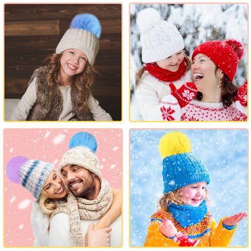 BQTQ 6 Pcs 4 Inch Large Faux Rabbit Fur Pom Pom with Elastic Loop (Rainbow) - color: Rainbow