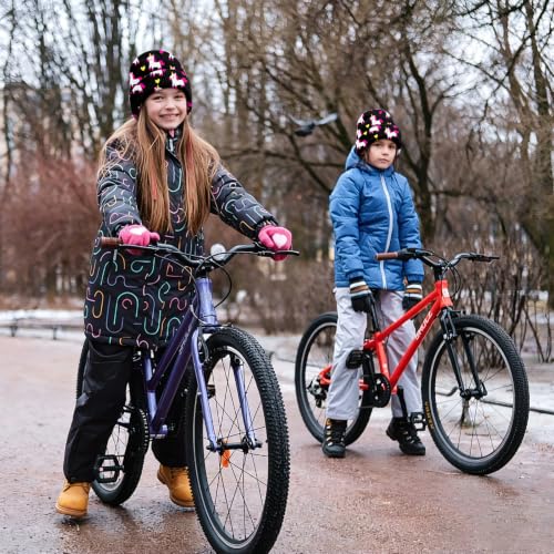 Kids Beanie Knit Hat Winter Unisex Cuffed Beanies Skull Cap Warm Double Layer Thick Acrylic Cute for Girls Boys - color: Black