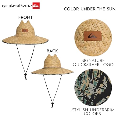 Quiksilver Men's Wide Brim Outdoor Lifeguard Straw Sun Hat - color: Army, size: Small-Medium