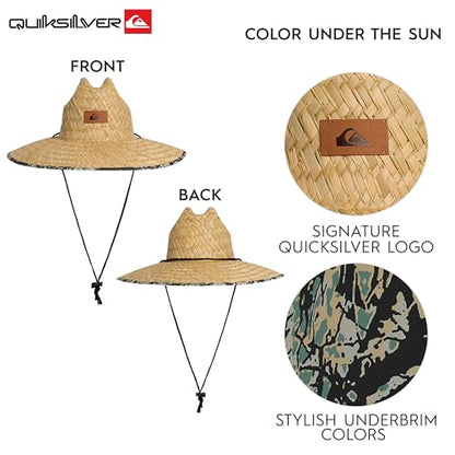 Quiksilver Men's Wide Brim Outdoor Lifeguard Straw Sun Hat - color: Army, size: Small-Medium