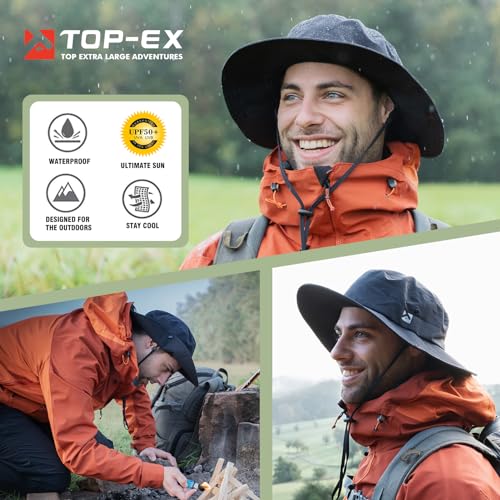 Oversized XL XXL Waterproof Winter Bucket Fleece Lined Rain Hat Cold Weather Hiking Fishing Outdoor 57-65CM - color: Green, size: Large