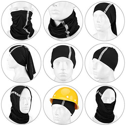 SATINIOR 4 Pcs Neck Gaiter Face Mask for Men, High Vis - color: Black