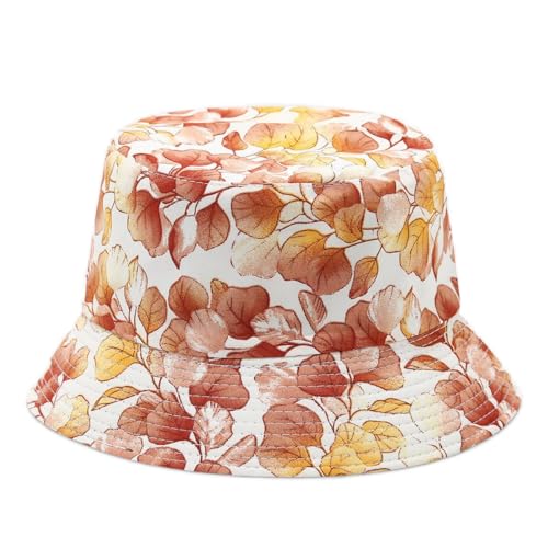 Quanhaigou Bucket Hat for Men Women,Packable Reversible Printed Sun Hats,Fisherman Outdoor Summer Travel Hiking Beach Caps - color: Fall Leaves