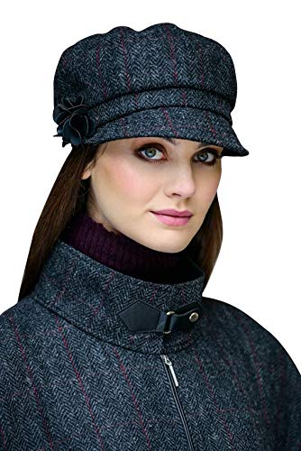 Newsboy Hat for Women's Cap 8 Panel Wool Made in Ireland - color: Dark Gray