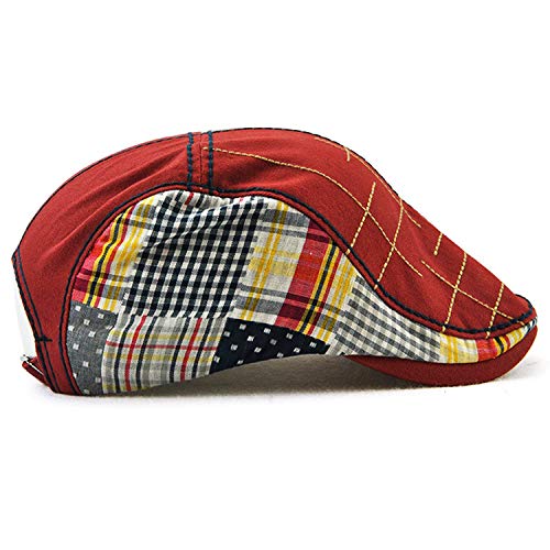MOACC M Men Beret Hat Cotton Buckle Adjustable Newsboy Hats Cabbie Gatsby Cap - color: Hat-t1-burgundy
