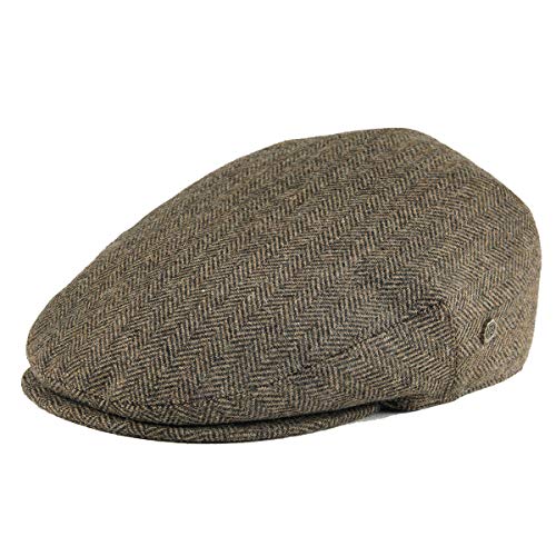 VOBOOM Men's Herringbone Flat Ivy Newsboy Hat Wool Blend Gatsby Cabbie Cap - color: Khaki, size: 7 3/8