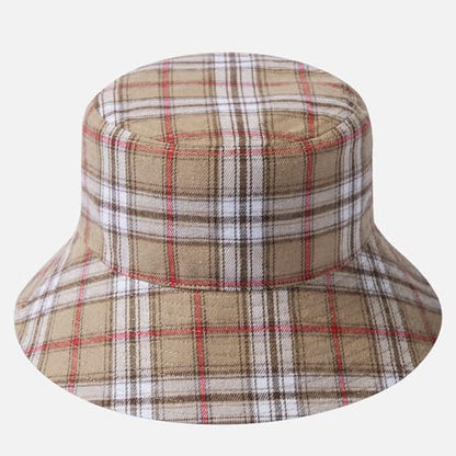 UPF 50+ Reversible Sun Hat - color: Khaki Plaid, size: Large